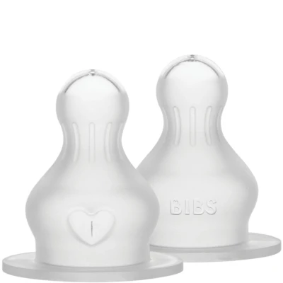 Afbeelding van Bibs Set van 2 fleszuigers. Anti koliek. Extra speen voor babyflessen. Ronde zuigvorm. Silicone. Langzame stroom