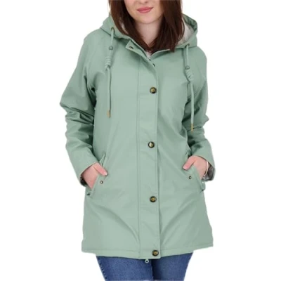 Afbeelding van Friesennerz #ankerglutheaven Regenjas voor dames, met capuchon, gevoerd, waterdicht, weerbestendig, windbreaker, overgangsjas, slate, 50