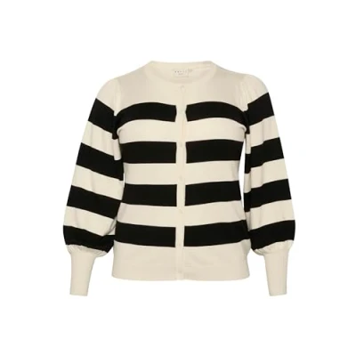 Afbeelding van Kaffe Curve Malan WIDE stripe Vest, Dames, Maat: 50/52, Black turtledove bold