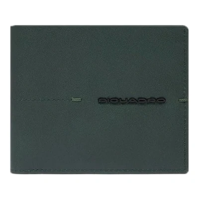 Afbeelding van PIQUADRO Leren Portemonnee Giles Men&#039;s Wallet Flip Out ID Holder RFID Green Donkergroen