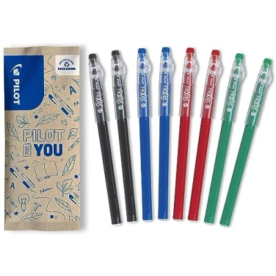 Afbeelding van PILOT FriXion Ball Stick Set met 8 pennen uitwisbare gelinkt 2 blauw, zwart, rood, groen medium punt schoolartikelen