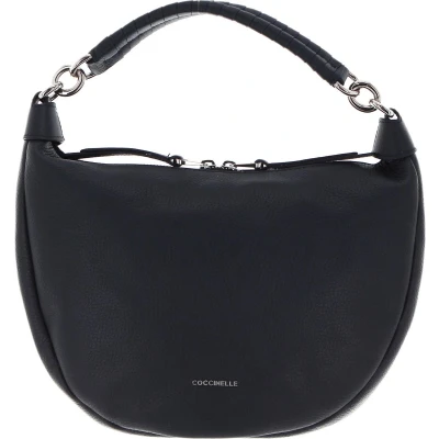 Afbeelding van Coccinelle Leren Handtas Schoudertas Maelody Handbag Grained Leather Midnight Blue Donkerblauw