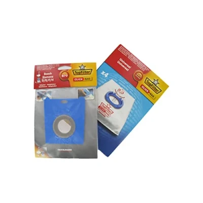 Afbeelding van Doos van 4 Top Filter universele stofzuigerzakken met Click Bag adapter voor Siemens en Bosch 870 stofzuigers