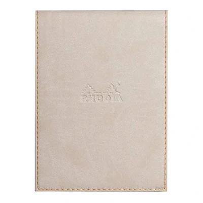 Afbeelding van RHODIA 138205C Klembord Case + Nietbaar Kladblok Nr. 13 Beige A6 Gevoerd 80 Afneembare Vellen Wit Clairefontaine Papier g/m Potloodhouder Faux Leer Rhodiarama Collection