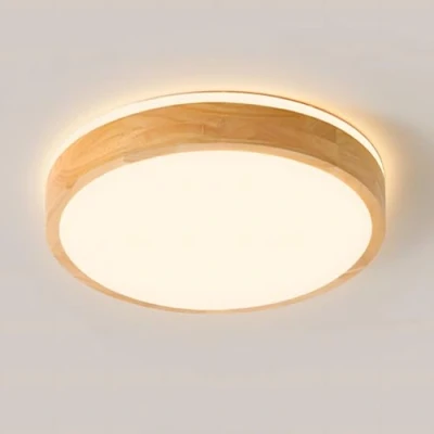 Afbeelding van YYUTLUO LED plafondlamp hout, top 360 gloed ronde natuurlijke houten lamp 3000K Warmwit, 18W 1600lm Woonkamer, Keuken, Eetkamer, Hal, Thuis, Kantoor, Kinderkamer, Studeerkamer (Ø30cm)