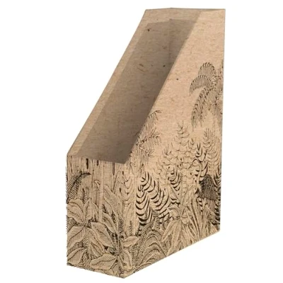 Afbeelding van Clairefontaine 116048C een tijdschriftenhouder van karton met natuurmotief op kraftpapier, 25 x 10 32,5 cm, thuiskantoor, kraftpapierafwerking, collectie Le Cersier Blanc