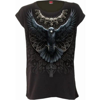 Afbeelding van Spiral Dames Tshirt XL RAVEN SKULL Zwart