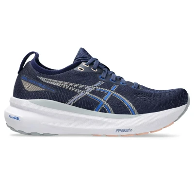 Afbeelding van Asics Gelkayano 31 Hardloopschoenen voor op de weg, Dames, Maat: 42.5, Indigo blue/pure silver Textiel/ synthetisch
