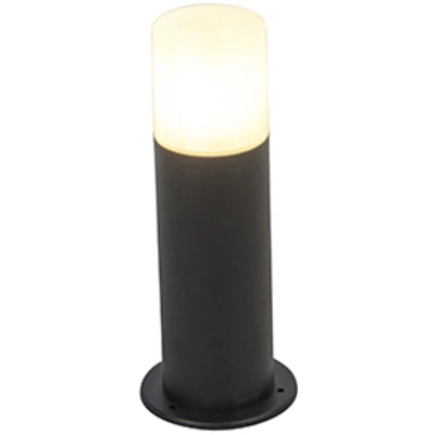 Afbeelding van QAZQA Staande buitenlamp zwart met opaal kap wit 30 cm IP44 Odense