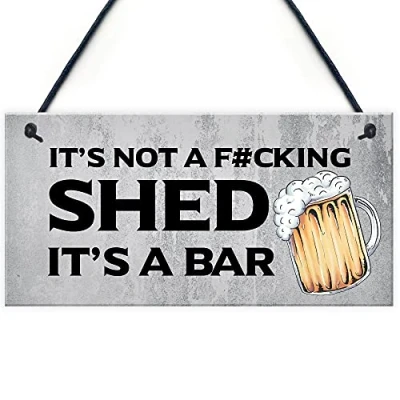 Afbeelding van RED OCEAN Onbeleefd schuur teken grappig huis bar tuinschuur garage man grot bier cadeau