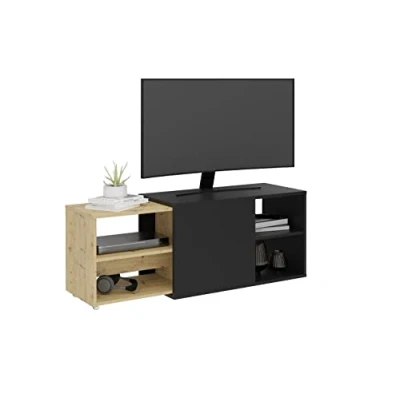 Afbeelding van Tv kast met 2 open vakken 133,5x39,9x49,2 cm zwart &amp; artisan eiken