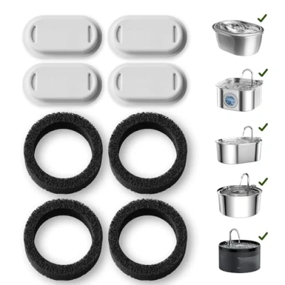 Afbeelding van PETLIBRO Cat waterfonteinfilters, 4 stuks vervangende filters voor kattenwaterfontein, roestvrij staal, 2L huisdierwaterfontein katten en honden