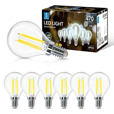 Afbeelding van Aigostar Ledlamp E14 Met Gloeidraad, 4 W Komt Overeen 40 W, Koud Wit (6500 K), 470 Lumen, Stralingshoek: 360 , Niet Dimbaar, G45, 6 Stuks