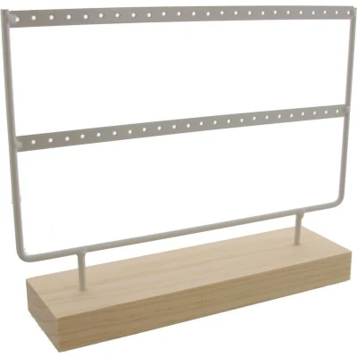 Afbeelding van Sieradenhouder Display voor Sieraden Oorbellenrek Hout en Metaal 27x22x7 cm Wit