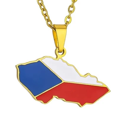 Afbeelding van Ketting Tjechie Kaart Goudkleurig Vlag