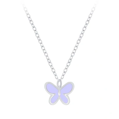 Afbeelding van JoyS Zilveren petit vlinder hanger met ketting 36 cm + 5 extension paars