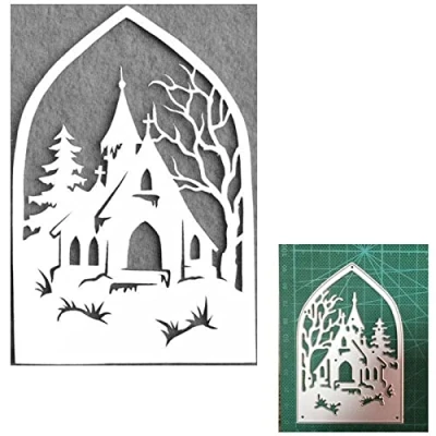 Afbeelding van Snijmallen voor het maken van kaarten, YunTrip Snow Scene House Metal Cutting Die Cuts Stencil DIY Scrapbooking Album Embossing Foto Ambachten Papieren Kaarten Decoratieve Craft
