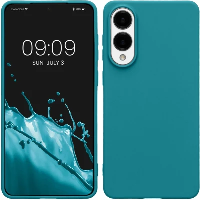 Afbeelding van kwmobile telefoonhoesje geschikt voor Samsung Galaxy S25 Edge Hoesje smartphone Back cover in mat petrol