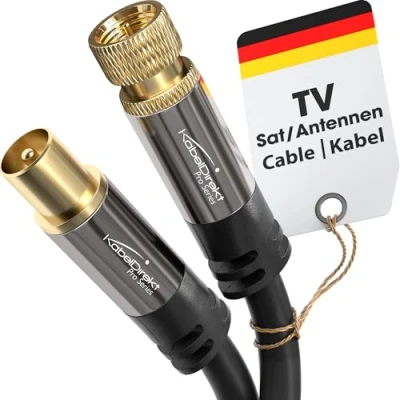 Afbeelding van KabelDirekt SAT/TV kabel 10 m (75 Ohm, F stekker &gt; coax stekker, geschikt voor tv, HDTV, radio, DVB T2, C, S, S2) PRO Series