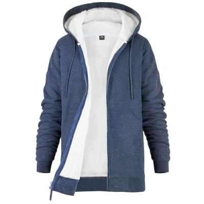 Afbeelding van CityComfort Dameshoodie met fleece voering en ritssluiting hoodie vrouwen tieners S XL warme gezellige bovenkleding volledige rits loungewear cadeaus voor haar, marineblauw,