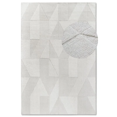 Afbeelding van Villeroy &amp; Boch Ursule Wollen tapijt, natuurlijk woonkamertapijt, handgeweven en milieuvriendelijk, boho wol voor woonkamer, slaapkamer, eetkamer, hal, keuken, crème, 80 x 150 cm
