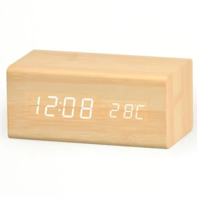 Afbeelding van INF LED digitale wekker met USB oplaadaansluiting, groot cijferdisplay, instelbare helderheid, wekker, kalender, tafelklok zwart