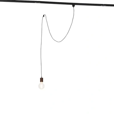 Afbeelding van QAZQA Hanglamp met rail ophanging donkerbrons Cavalux