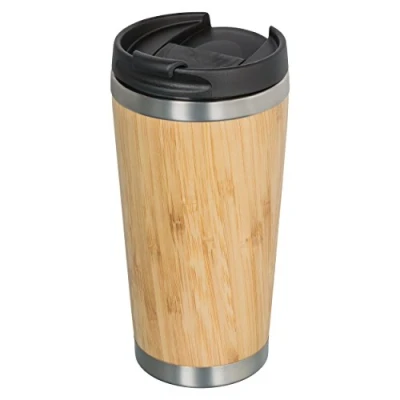 Afbeelding van REFLECTS Bamboe drinkbeker met deksel, 350 ml, koffiebeker om mee te nemen, lekvrij, klein als koffie to go beker, herbruikbare thermobeker