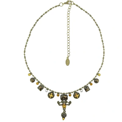 Afbeelding van Behave Ketting vintage design met hangertjes en bruine steentjes