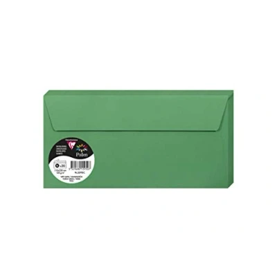 Afbeelding van Clairefontaine 5595C pakket met 20 zelfklevende enveloppen, formaat DL 11 x 22 cm, 120 g/m², kleur: dennengroen, uitnodigingen en evenementen, serie pollen, premium papier, glad