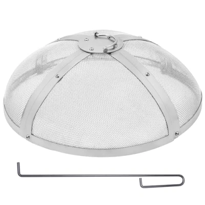 Afbeelding van VEVOR Vuurkorf vonkscherm rond 20 inch, versterkte zware stalen metalen afdekking, buiten vuurkorfdeksel, gemakkelijk te openen bovenste schermafdekkingen, met ringhandvat voor buiten, terras,
