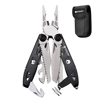 Afbeelding van BIBURY Multifunctionele tang, 18 in 1 titanium multitool handgreep van roestvrij staal met nylon tas, multitool, ideaal voor survival, camping, thuis, reparatie
