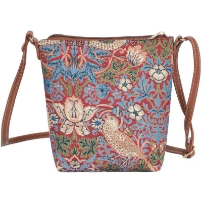 Afbeelding van Signare Elegant smal tasje Schoudertas Strawberry Thief Red William Morris