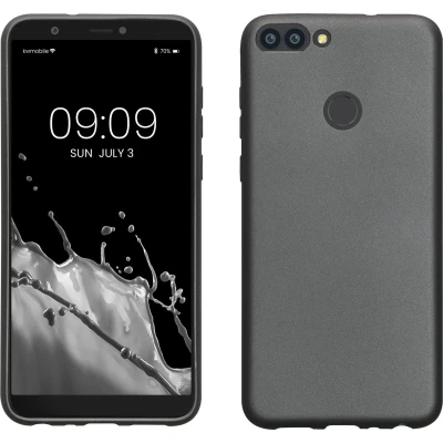 Afbeelding van kwmobile telefoonhoesje geschikt voor Huawei Enjoy 7S / P Smart (2017) Hoesje smartphone Back cover in metallic grijs