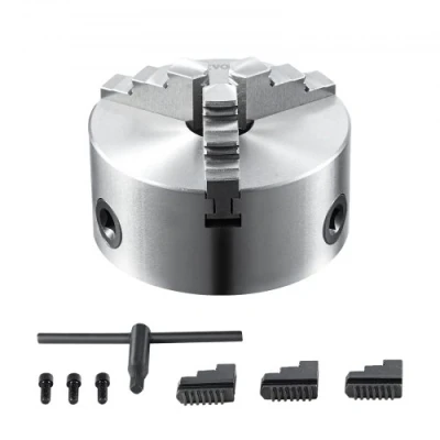 Afbeelding van VEVOR draaibankhouder K11 100 100mm drieklauwhouder HT300 materiaal 3 klauwhouder Spanbereik 2 drieklauw, 20Cr, ≥53HRC φ22mm boring Draaibank Zelfcentrerend