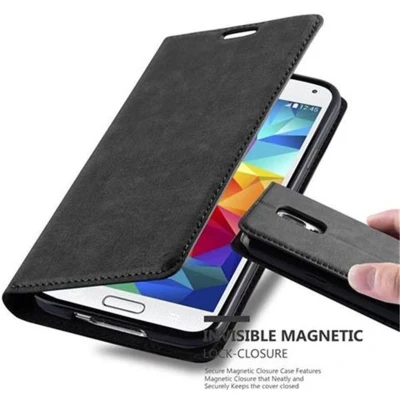 Afbeelding van Cadorabo Hoesje geschikt voor Samsung Galaxy S5 / NEO in ZWARTE NACHT Beschermhoes met magnetische sluiting, standfunctie en kaartvakje Book Case Cover Etui