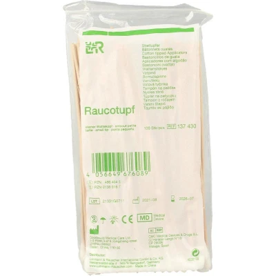 Afbeelding van Lohmann &amp; Rauscher Wattenstokje kleine tip hout 15 cm 100 stuks