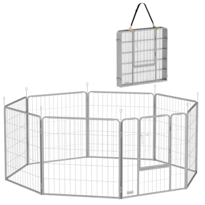 Afbeelding van PawHut Welpenauslauf Stahl 240L x 80B 80H cm Silber