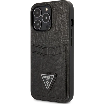 Afbeelding van Guess Saffiano Double Card Back Case geschikt voor Apple iPhone 13 Pro (6.1&quot;) Zwart
