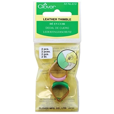 Afbeelding van Clover Leather Thimbles Verstelbare 2/Pkg lederen vingerhoeden, verstelbaar, 2 stuks, bruin/roze/groen, 23
