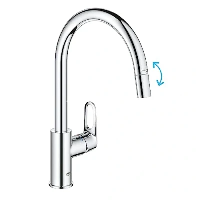 Afbeelding van GROHE QuickFix Start Flow keukenmengkraan met hoge uitloop en
