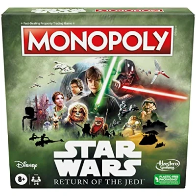 Afbeelding van Hasbro Gaming Monopoly: Star Wars Return of The Jedi bordspel voor 2 6 spelers, geïnspireerd op de terugkeer van film, spel gezinnen en kinderen vanaf 8 jaar (exclusief Amazon)