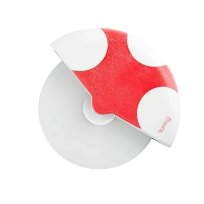 Afbeelding van Fisura Originele Pizzasnijder met grappige rollen. van roestvrij staal en ABS. Afmetingen: 7,5 x 5,5 cm (Champignon, rood)
