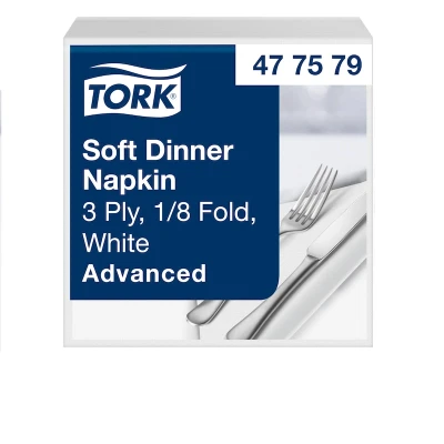 Afbeelding van Dinnerservetten Tork 1/8 vouw 3 laags 100st wit 477579