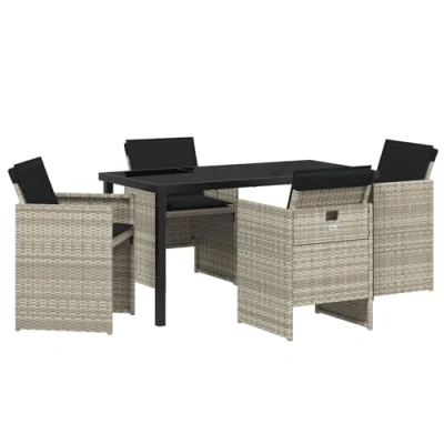 Afbeelding van vidaXL 5 delige tuinset met kussens in lichtgrijs poly rattan