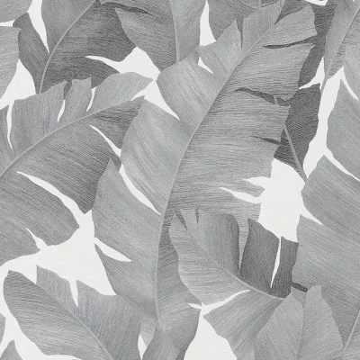 Afbeelding van marburg Behang wit grijs natuur bloemen bladeren plant blad jungle voor slaapkamer woonkamer of keuken Made in Germany 10,05 x 0,53m Avalon 31623