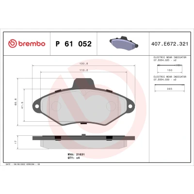 Afbeelding van Brembo Remblokset P 61 052