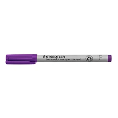 Afbeelding van STAEDTLER Foliestift niet permanent Lumocolor, violet, in water oplosbaar, Made Germany, lange levensduur, F punt met lijnbreedte ca. 0,6 mm, 10 paarse universele stiften kartonnen etui, 316 6