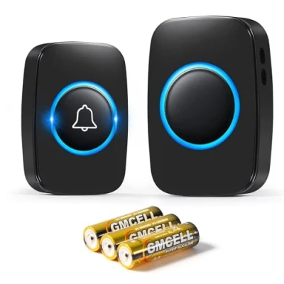 Afbeelding van Blendura Draadloze deurbelset, 300 m draadloos bereik, IP44 waterdicht, elektronische deurbel met plug in ontvangers, 60 melodieën, 5 volumeniveaus, zwart