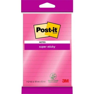 Afbeelding van Memoblok 3M Post it 4645 Super Sticky 101x152mm lijn roze